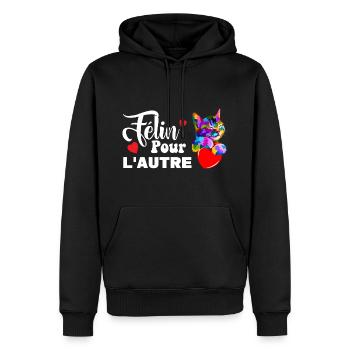 Félin pour l'autre - Sweat à capuche Premium bio Homme - noir - Devant - Nico (187cm)
