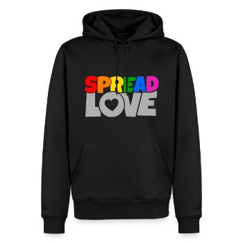 Cooles Spread Love Anti Krieg Design Shirt - Männer Premium Bio Hoodie - Schwarz - Vorne - Nico (187cm)