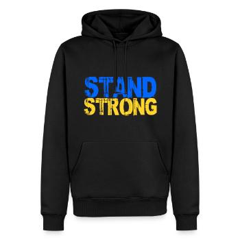 stand strong Ukraine support peace - Men’s Premium Organic Hoodie - black - Front - Nico (187cm)