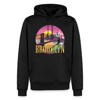 Brooklyn, Brücke, Bridge, Manhattan, Skyline, New York - Sweat à capuche Premium bio Homme - noir - Devant - Nico (187cm)
