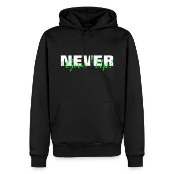NE JAMAIS ABANDONNER - MOTIVATION - SLOGAN - PERSÉVÉRANCE - Sweat à capuche Premium bio Homme - noir - Devant - Nico (187cm)