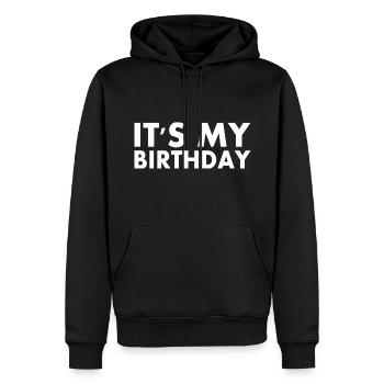 It's my birthday - Sweat à capuche Premium bio Homme - noir - Devant - Nico (187cm)