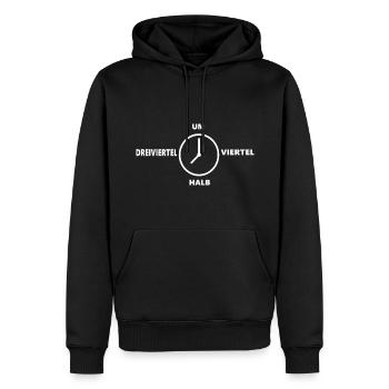 viertel halb dreiviertel um - Männer Premium Bio Hoodie - Schwarz - Vorne - Nico (187cm)