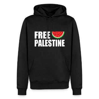 Free palestine - Sweat à capuche Premium bio Homme - noir - Devant - Nico (187cm)