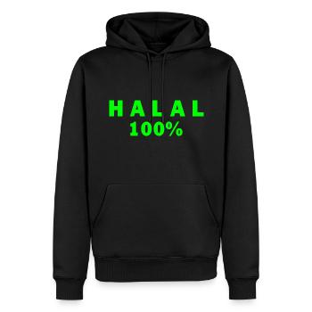Halal - Männer Premium Bio Hoodie - Schwarz - Vorne - Nico (187cm)