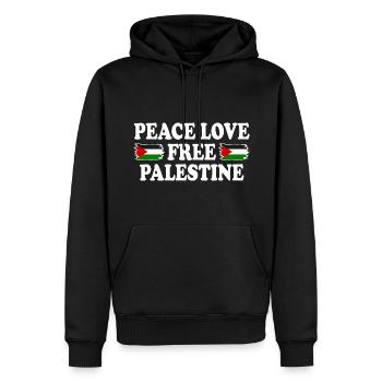 Peace love Free palestine - Sweat à capuche Premium bio Homme - noir - Devant - Nico (187cm)