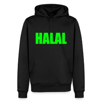 Halal - Männer Premium Bio Hoodie - Schwarz - Vorne - Nico (187cm)