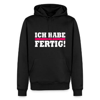 Ich habe fertig - Männer Premium Bio Hoodie - Schwarz - Vorne - Nico (187cm)