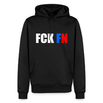 Fck fn - Männer Premium Bio Hoodie - Schwarz - Vorne - Nico (187cm)