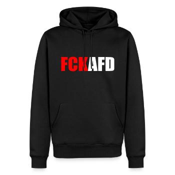 Fck afd - Männer Premium Bio Hoodie - Schwarz - Vorne - Nico (187cm)