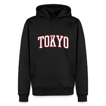 Tokyo - Japan - Schriftzug - Männer Premium Bio Hoodie - Schwarz - Vorne - Nico (187cm)