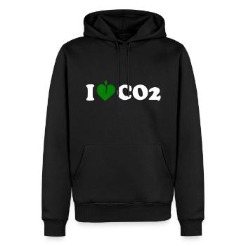 I love co2 - Sweat à capuche Premium bio Homme - noir - Devant - Nico (187cm)
