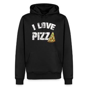 PIZZA I LOVE PIZZA SHIRT - Männer Premium Bio Hoodie - Schwarz - Vorne - Nico (187cm)