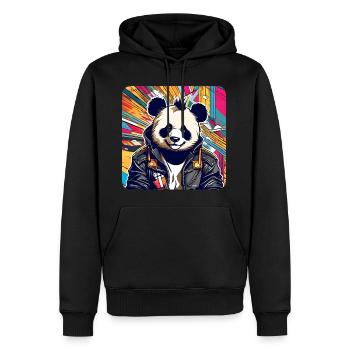 Cool Punk Panda Ours - Sweat à capuche Premium bio Homme - noir - Devant - Nico (187cm)