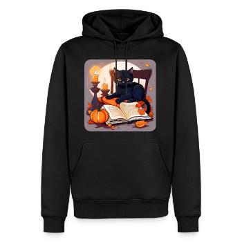 Schwarze Katze in Halloween Stimmung - Männer Premium Bio Hoodie - Schwarz - Vorne - Nico (187cm)