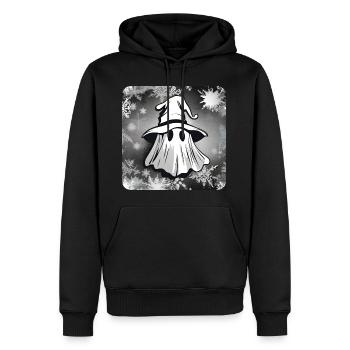 Mignon petit croque-mitaine avec de la neige - Sweat à capuche Premium bio Homme - noir - Devant - Nico (187cm)