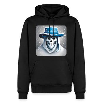 Grinning skull in hoodie with hat and snow - Men’s Premium Organic Hoodie - black - Front - Nico (187cm)