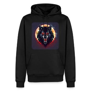Horror Werwolf mit roten glühenden Augen - Männer Premium Bio Hoodie - Schwarz - Vorne - Nico (187cm)