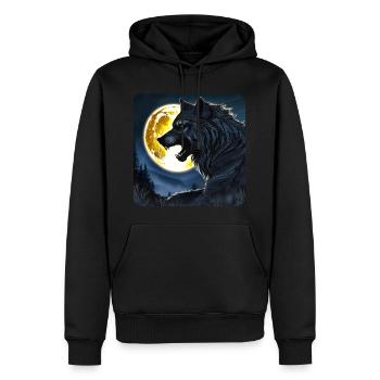 Böser Wolf im Vollmond - Männer Premium Bio Hoodie - Schwarz - Vorne - Nico (187cm)