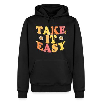 Calme-toi - Sweat à capuche Premium bio Homme - noir - Devant - Nico (187cm)