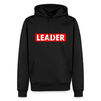 Leader - Men’s Premium Organic Hoodie - black - Front - Nico (187cm)
