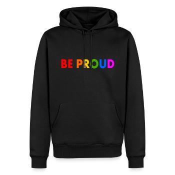 Be proud - Männer Premium Bio Hoodie - Schwarz - Vorne - Nico (187cm)