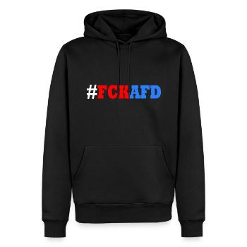 Fck afd - Männer Premium Bio Hoodie - Schwarz - Vorne - Nico (187cm)