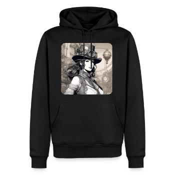 Fille Steampunk Cool - Sweat à capuche Premium bio Homme - noir - Devant - Nico (187cm)