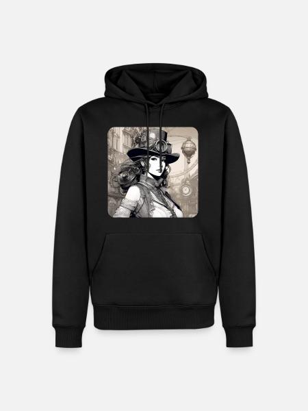 Fille Steampunk Cool - Sweat à capuche Premium bio Homme - noir