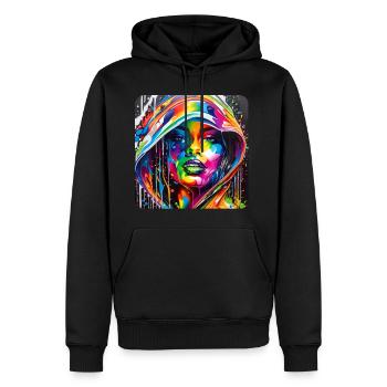 Femme dans le style graffiti - Sweat à capuche Premium bio Homme - noir - Devant - Nico (187cm)