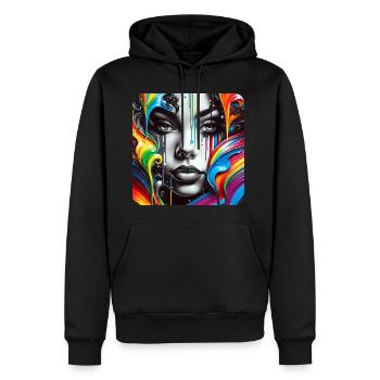 Frau im Graffiti Style - Männer Premium Bio Hoodie - Schwarz - Vorne - Nico (187cm)