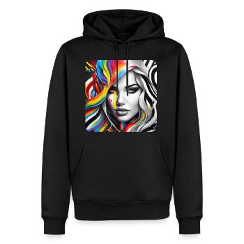Frau im Graffiti Style - Männer Premium Bio Hoodie - Schwarz - Vorne - Nico (187cm)