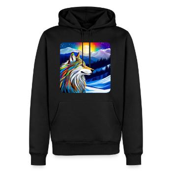 Spirit Animal Wolf - Männer Premium Bio Hoodie - Schwarz - Vorne - Nico (187cm)