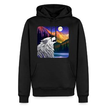 Fier loup espritanimal - Sweat à capuche Premium bio Homme - noir - Devant - Nico (187cm)