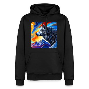 Spirit Animal Wolf - Männer Premium Bio Hoodie - Schwarz - Vorne - Nico (187cm)