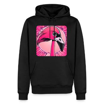 Flamant rose - Sweat à capuche Premium bio Homme - noir - Devant - Nico (187cm)