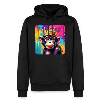 Singe mignon avec couronne dans le style graffiti - Sweat à capuche Premium bio Homme - noir - Devant - Nico (187cm)