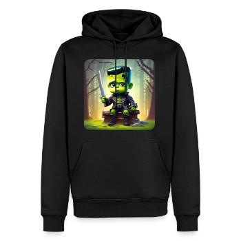 Mignon petit monstre vert - Sweat à capuche Premium bio Homme - noir - Devant - Nico (187cm)
