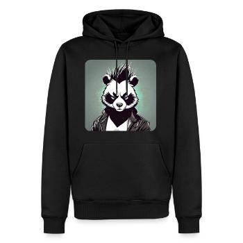Cooler Punker Panda Bär - Männer Premium Bio Hoodie - Schwarz - Vorne - Nico (187cm)