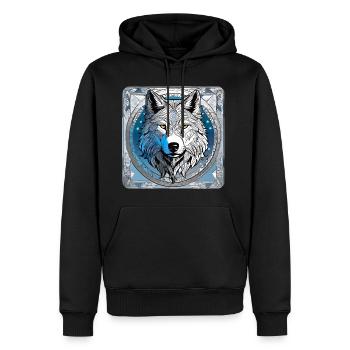 Spirit Animal Wolf - Männer Premium Bio Hoodie - Schwarz - Vorne - Nico (187cm)