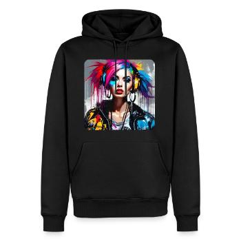 Fille punk cool aux cheveux colorés - Sweat à capuche Premium bio Homme - noir - Devant - Nico (187cm)