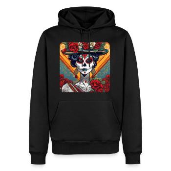 Dia de los Muertos Frau mit Rosen - Männer Premium Bio Hoodie - Schwarz - Vorne - Nico (187cm)