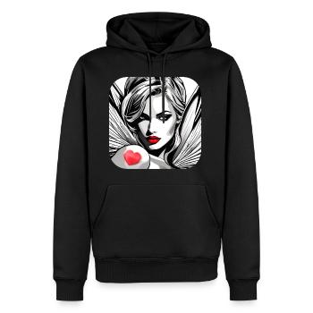 Ange avec tatouage de coeur rouge - Sweat à capuche Premium bio Homme - noir - Devant - Nico (187cm)