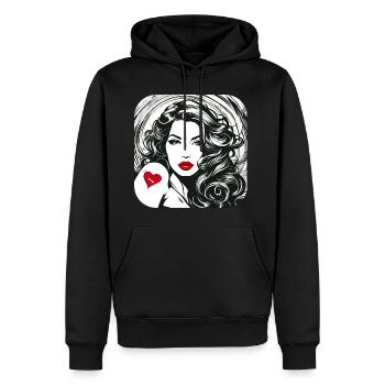 Frau mit Tattoo Herz - Männer Premium Bio Hoodie - Schwarz - Vorne - Nico (187cm)
