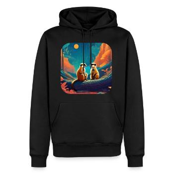 Suricates mignons - Sweat à capuche Premium bio Homme - noir - Devant - Nico (187cm)