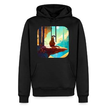 Suricate mignon - Sweat à capuche Premium bio Homme - noir - Devant - Nico (187cm)