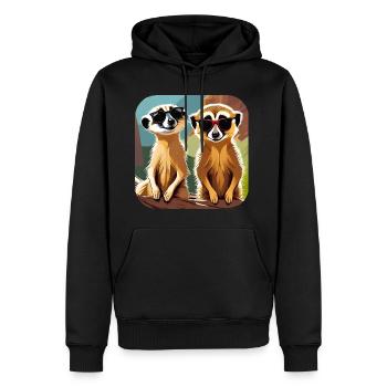Suricates mignons - Sweat à capuche Premium bio Homme - noir - Devant - Nico (187cm)