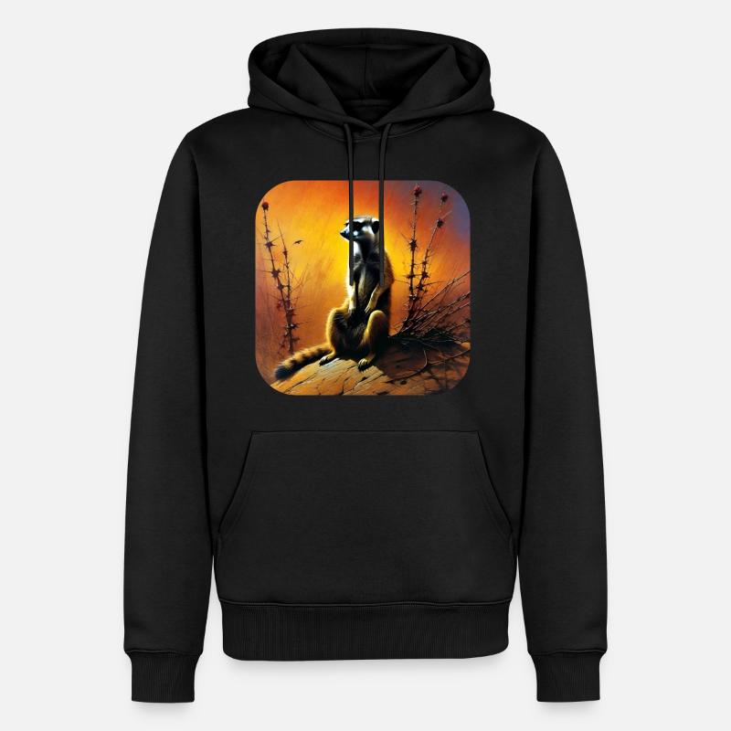 Suricate mignon en automne - Sweat à capuche Premium bio Homme - noir