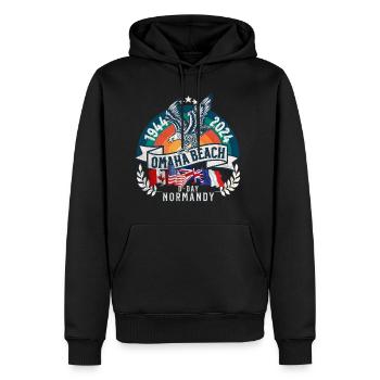 D DAY 80th anniversary Omaha Beach Normandy - Men’s Premium Organic Hoodie - black - Front - Nico (187cm)
