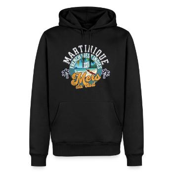 Mers du sud Martinique - Sweat à capuche Premium bio Homme - noir - Devant - Nico (187cm)